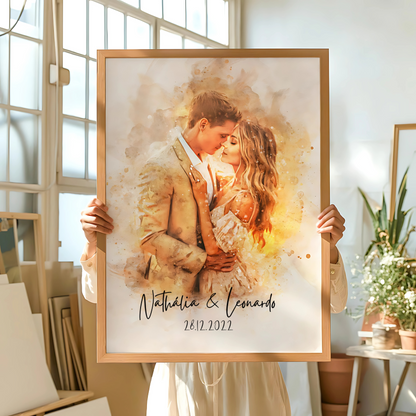 Quadro Personalizado - Sua Foto no Estilo Aquarela