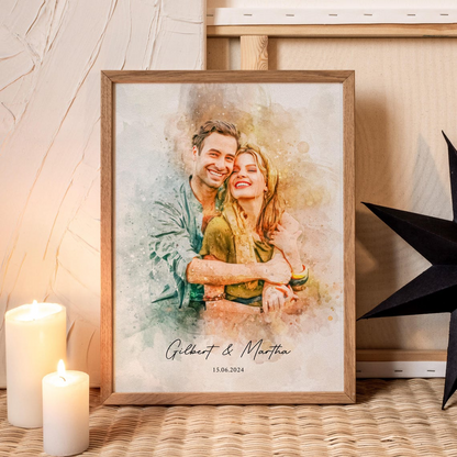 Quadro Personalizado - Sua Foto no Estilo Aquarela